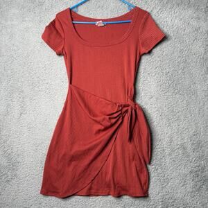 Rolla Coaster Dress Womens Medium Orange Tie Front Scoop Neck Short Sleeve